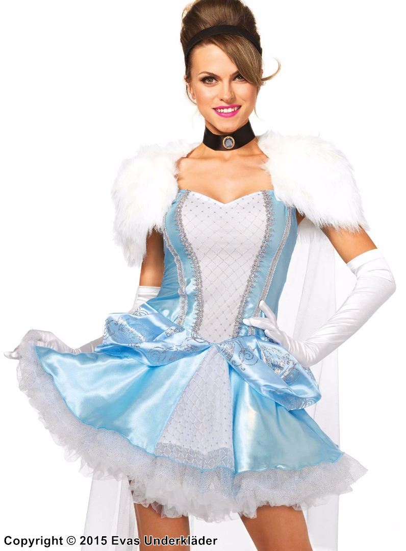 Cinderella, costume dress, faux fur, glitter